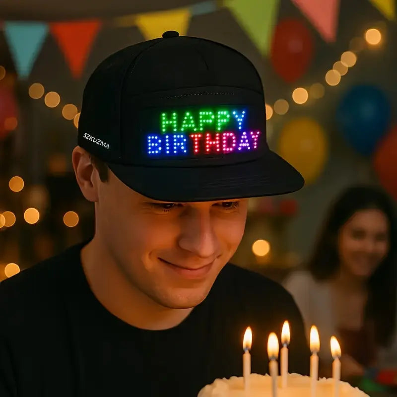 1 Programmable LED Display Hat, Halloween And Christmas Gifts