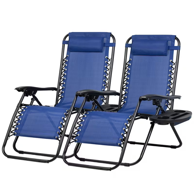 Set Of 2 Adjustable Zero Gravity Recliner Chairs with Cup Holder