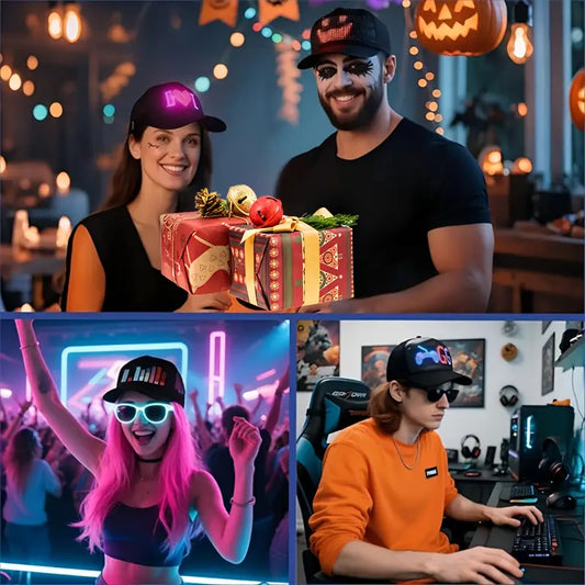 1 Programmable LED Display Hat, Halloween And Christmas Gifts