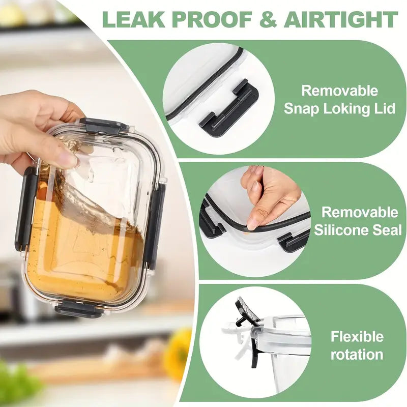 2026   12pcs Glass Food Storage Containers with Lids, Meal Prep hot and cold