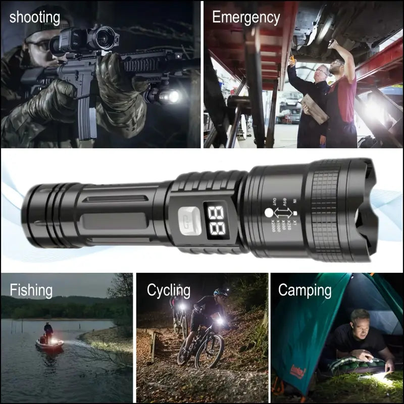 pcs Rechargeable High-Power LED Flashlights with Zoomable Spotlight, USB Cable, Emergency