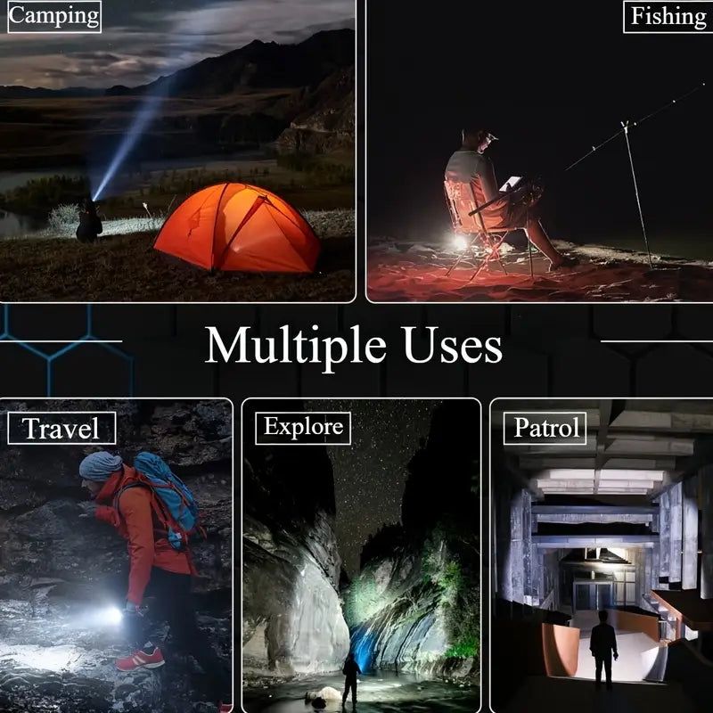 pcs Rechargeable High-Power LED Flashlights with Zoomable Spotlight, USB Cable, Emergency