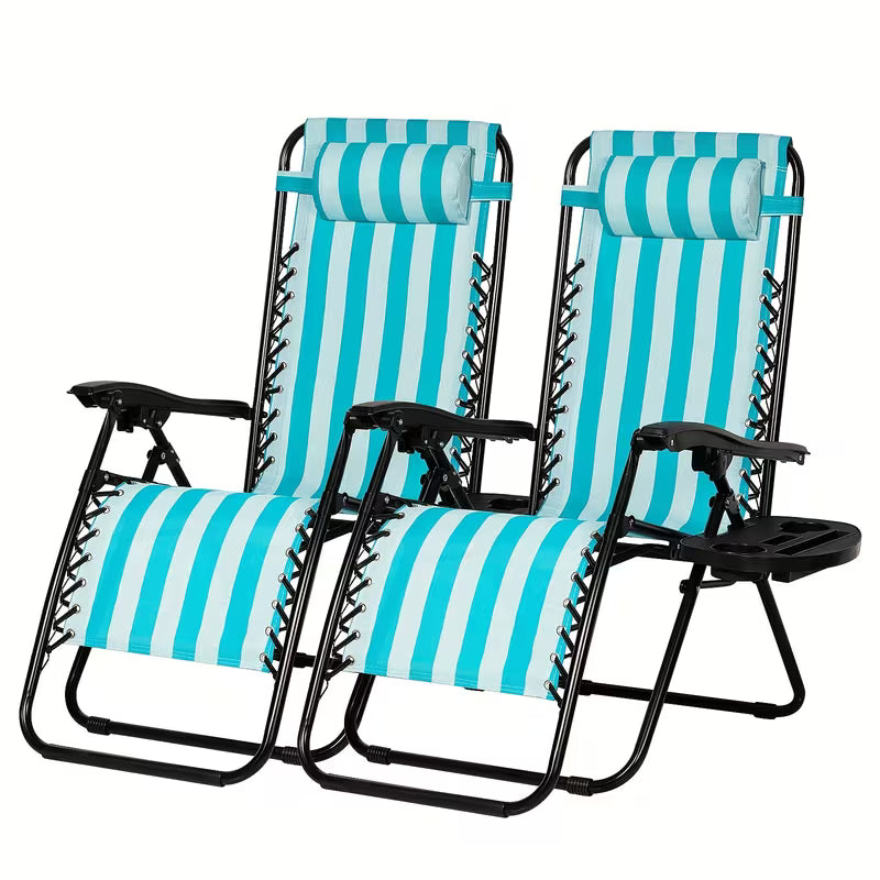 Set Of 2 Adjustable Zero Gravity Recliner Chairs with Cup Holder