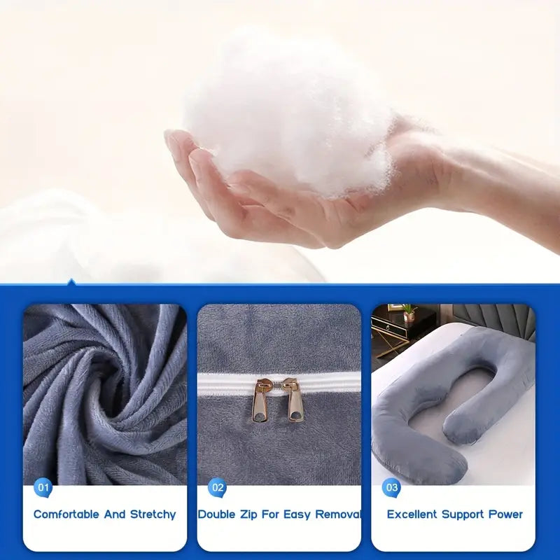 60-inch J-Shaped Full Body Pillow, Maternity Pillow, Maternity Full Body Pillow