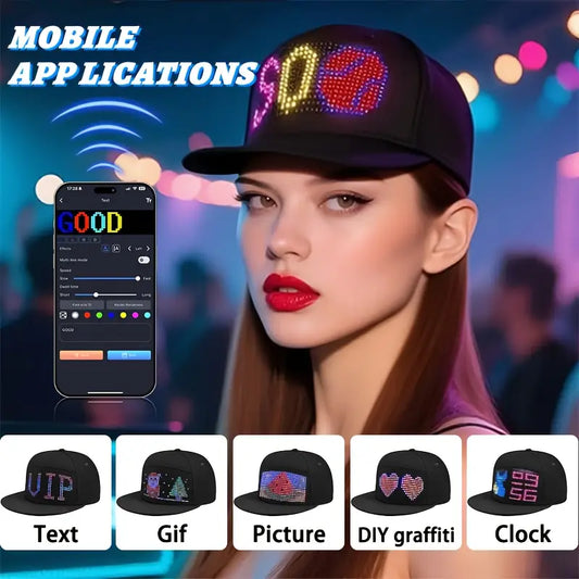 1 Programmable LED Display Hat, Halloween And Christmas Gifts