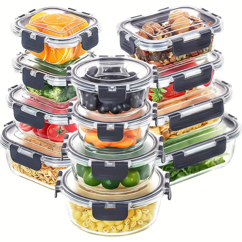 2026   12pcs Glass Food Storage Containers with Lids, Meal Prep hot and cold