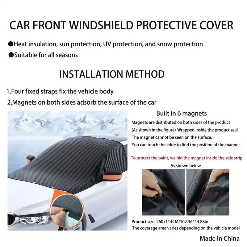 Magnetic Snow Cover for Car Windshield, Heat And Snow Protection