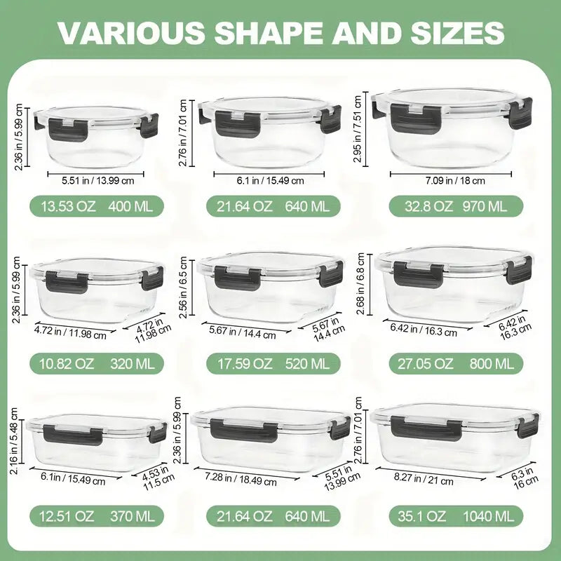 2026   12pcs Glass Food Storage Containers with Lids, Meal Prep hot and cold